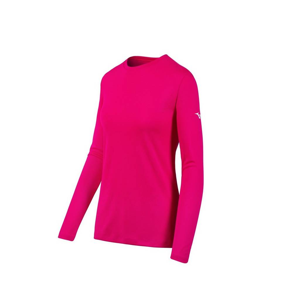 Maglietta Mizuno Long Sleeve Donna - Rosa - 56714-LWUQ